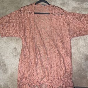 Floral pink lace kimono.